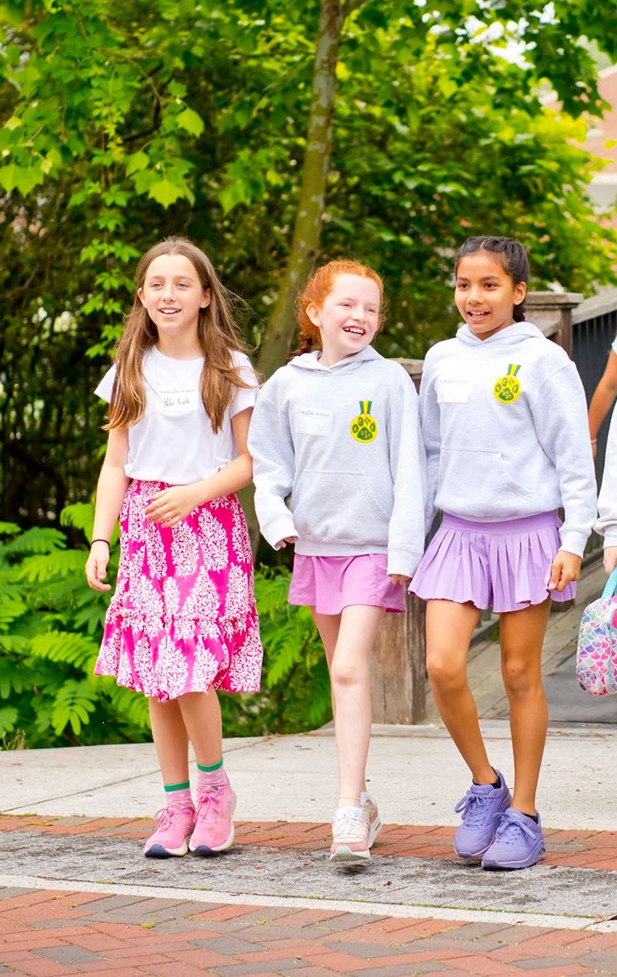 Students walking on a school trip